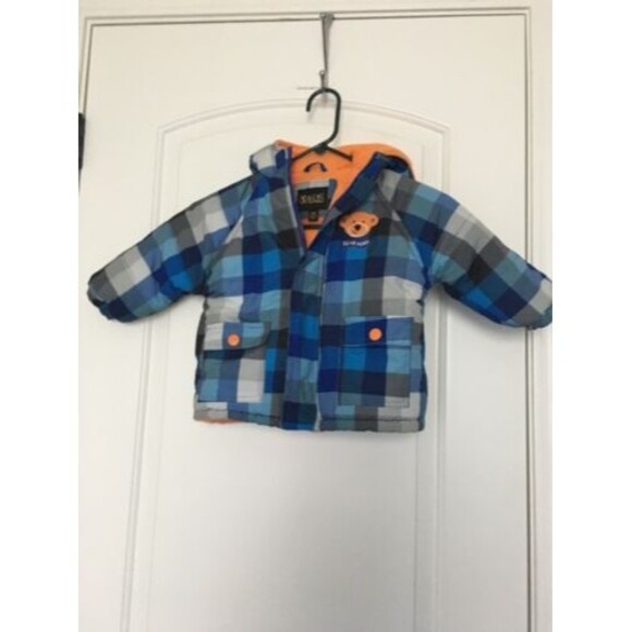 Xtreme Toddler Boys Size 24 Months Puffer Jacket Lined with Hood Plaid Zip Up